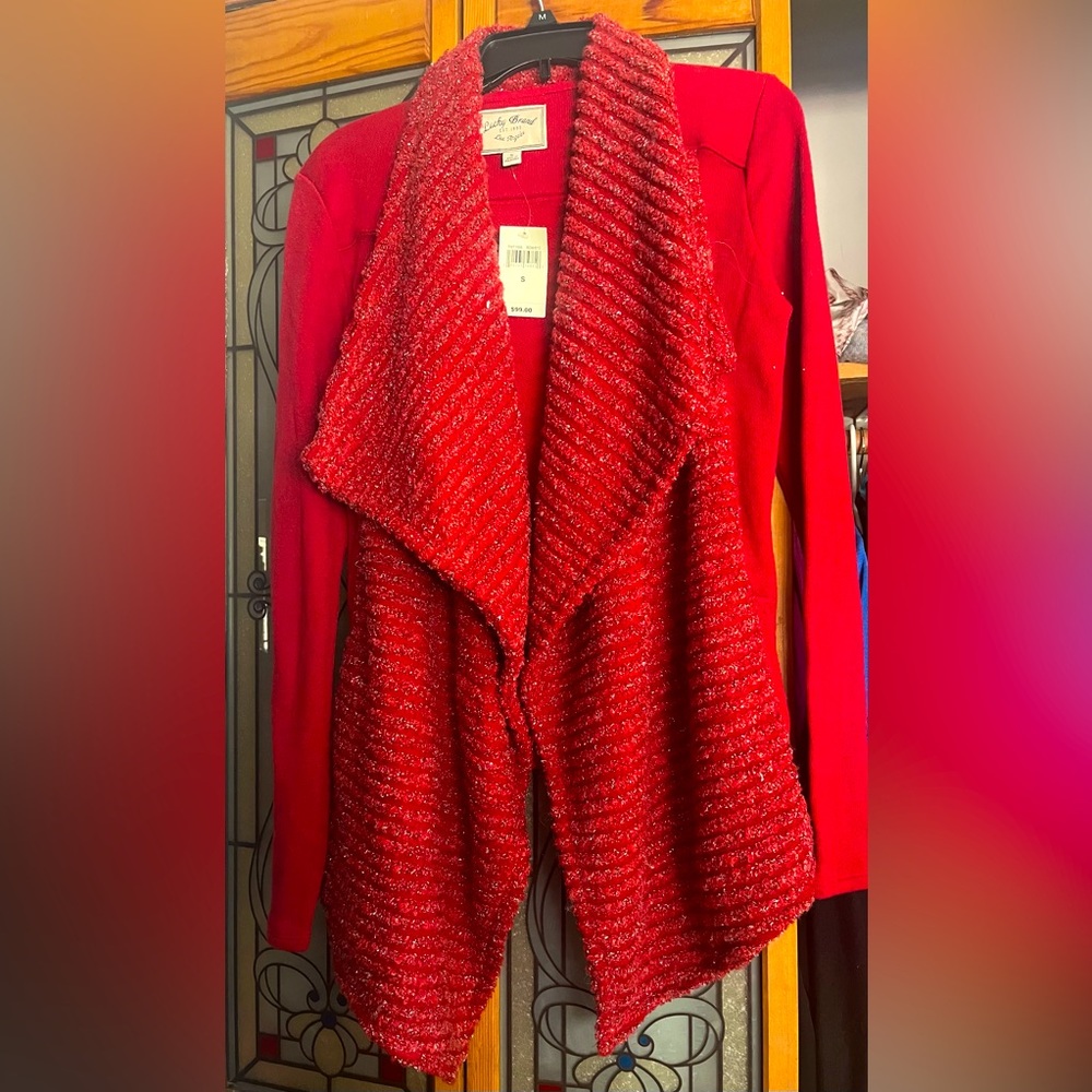 Lucky brand shawl glitter lapel sweater